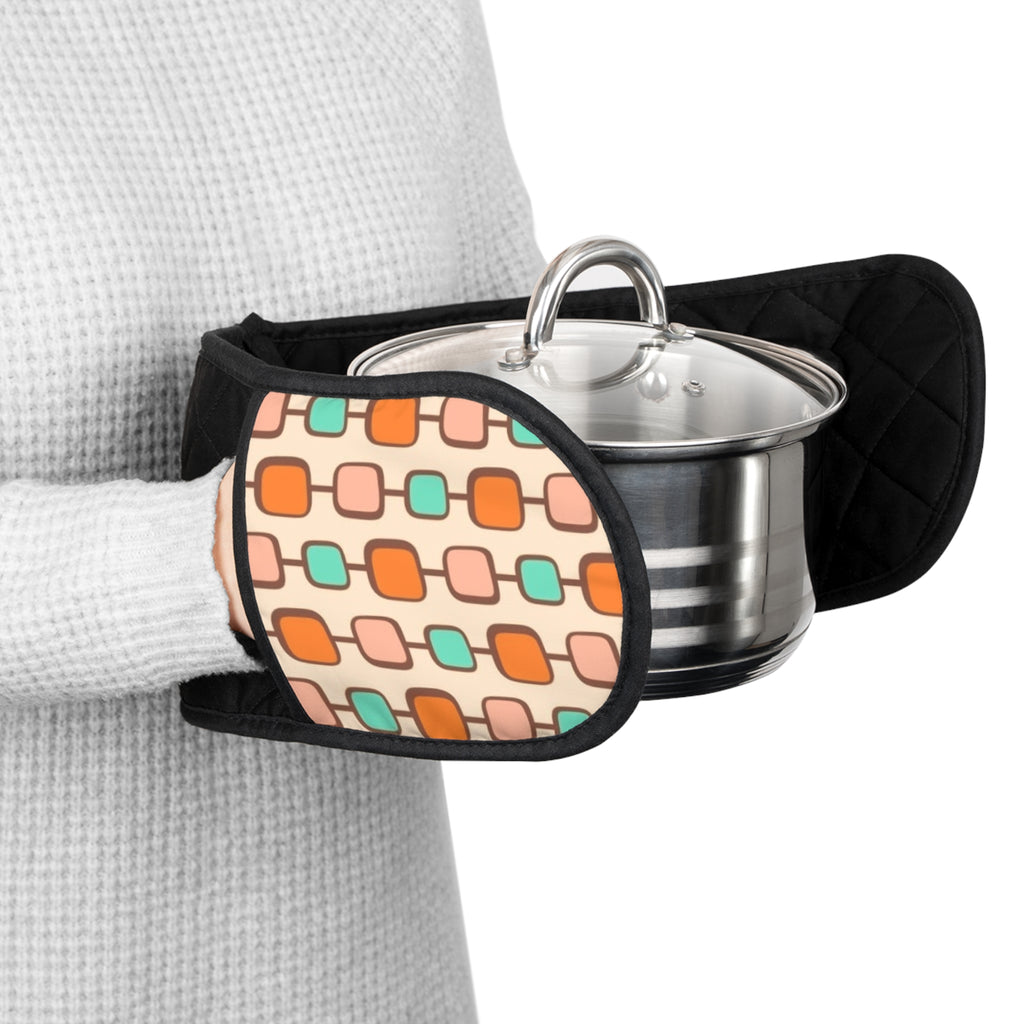 Double Oven Mitt Protector — Retro Geometric Heat-Resistant Handle Cover