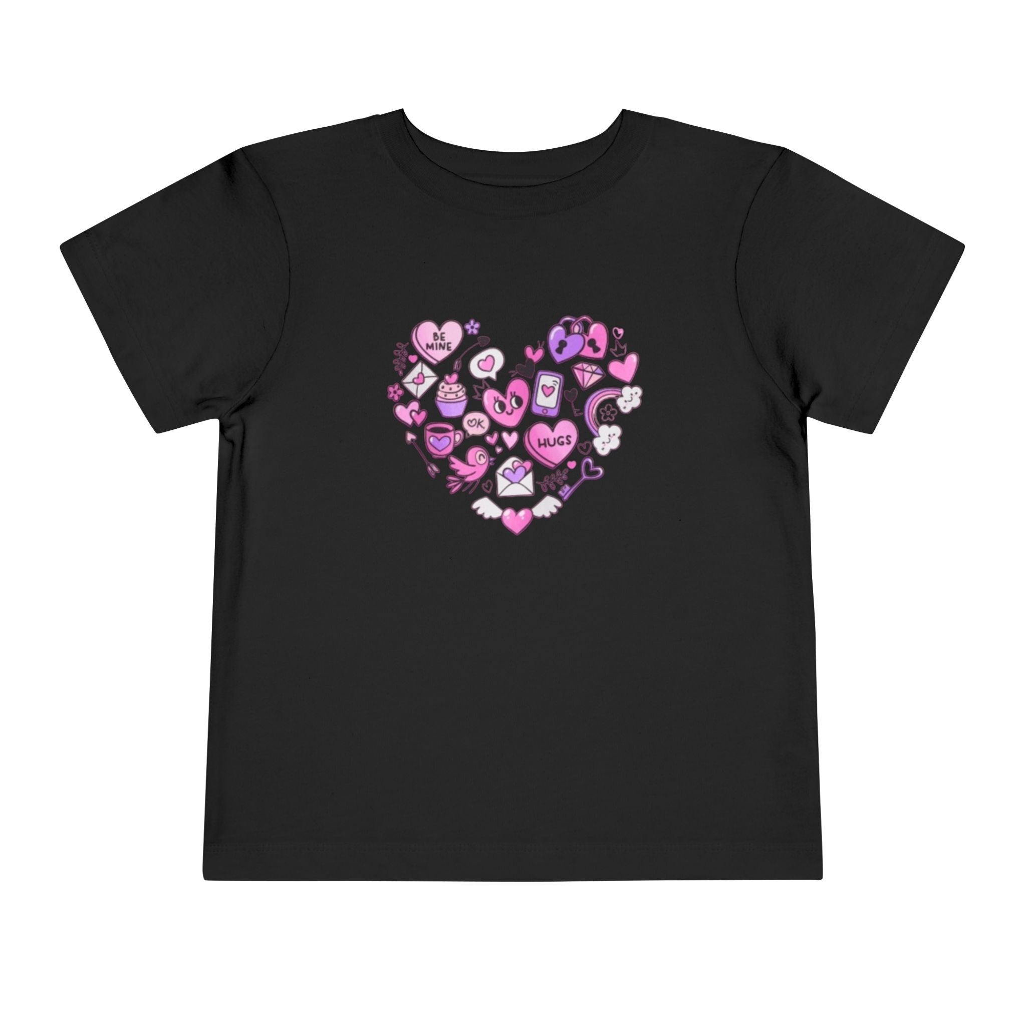 Toddler Tee — Pink Heart Doodle Design (Love, Kisses & Cute Icons)