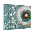 Canvas Wall Art — "Just Breathe" Dandelion Rustic Teal