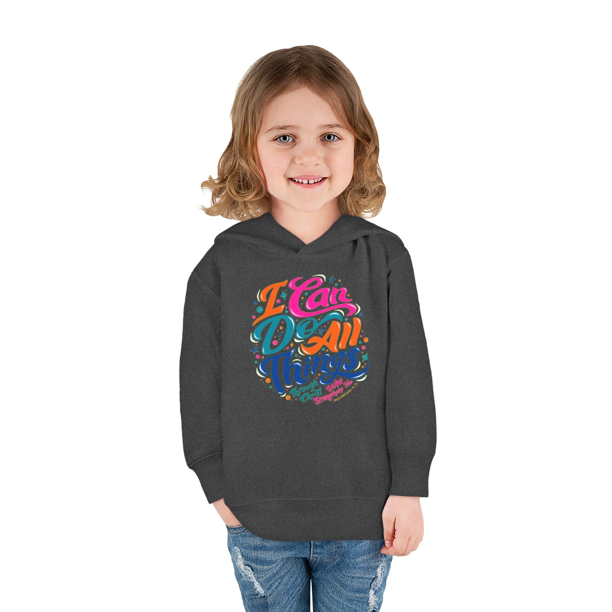 Toddler Pullover Fleece Hoodie- "I Can Do All Things"