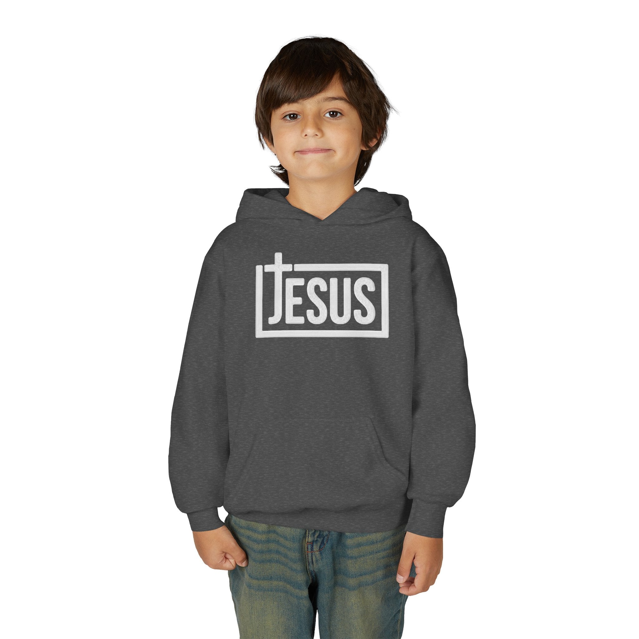 Youth Jesus Hoodie — Christian Faith Pullover with Cross Logo