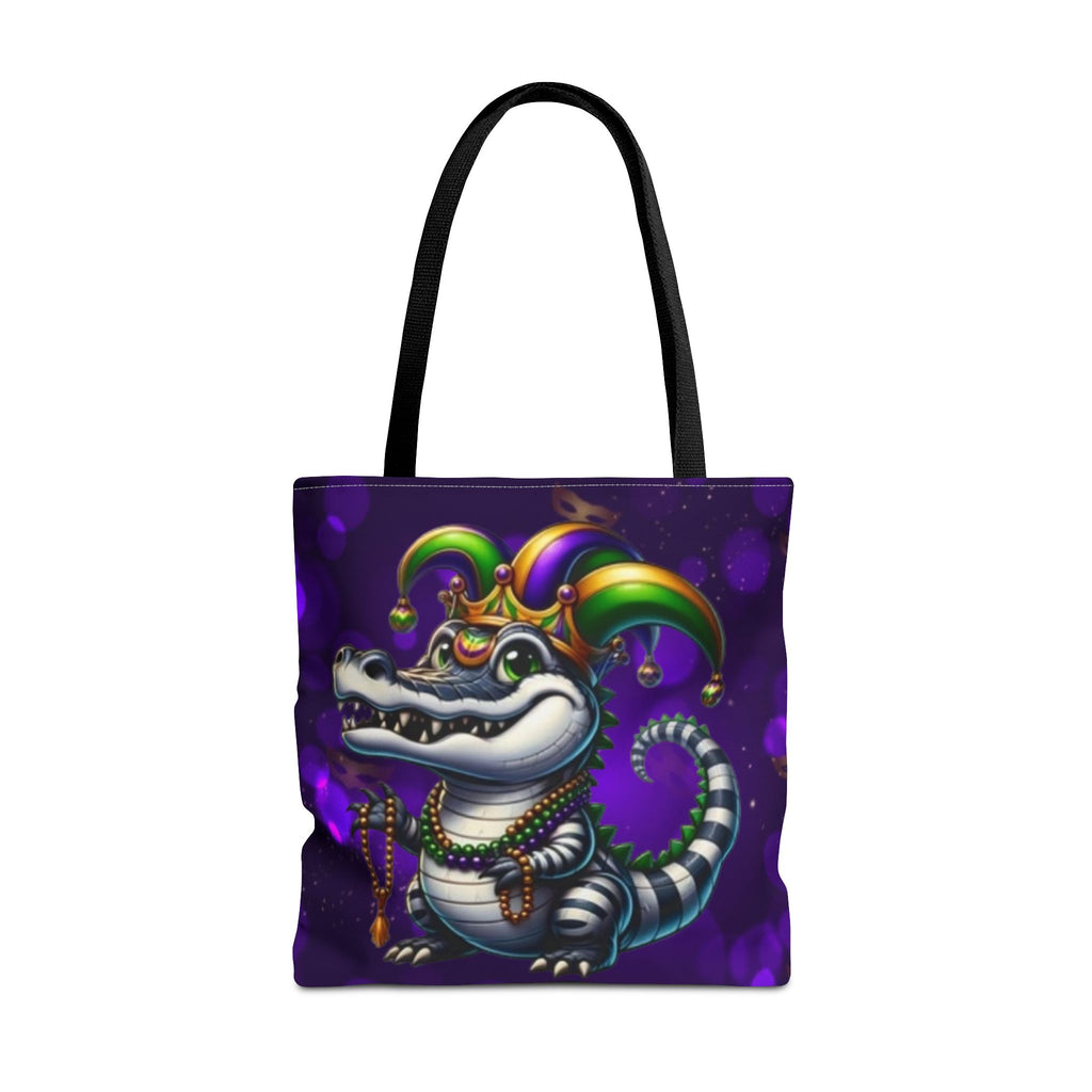 Mardi Gras Gator Tote Bag — Festive Jester Alligator Print