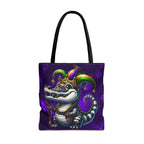Mardi Gras Gator Tote Bag — Festive Jester Alligator Print