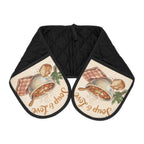 Soup & Love Double Oven Mitts — Quilted Pot Holder Handle Cover for Casseroles & Hot Dishes