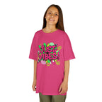 Kids T‑Shirt — "Just Vibes" Neon Graffiti Graphic Tee for Playful, Trendy Kids