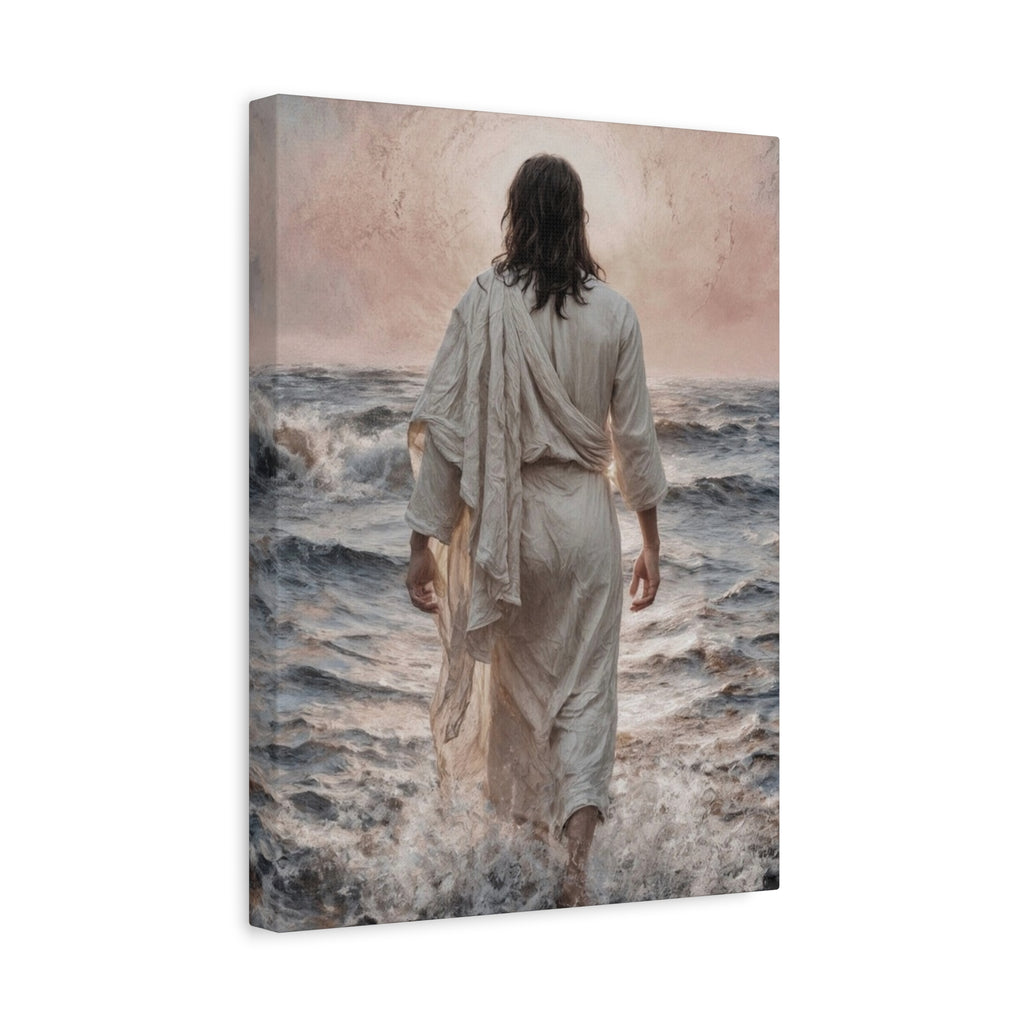 Jesus Walking on Water Matte Canvas Print