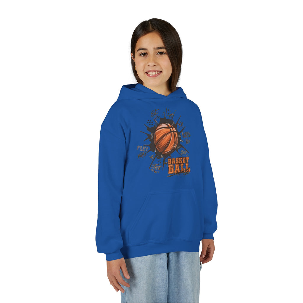 Youth Basketball Hoodie – "Basket Ball" Graphic Pullover for Kids
