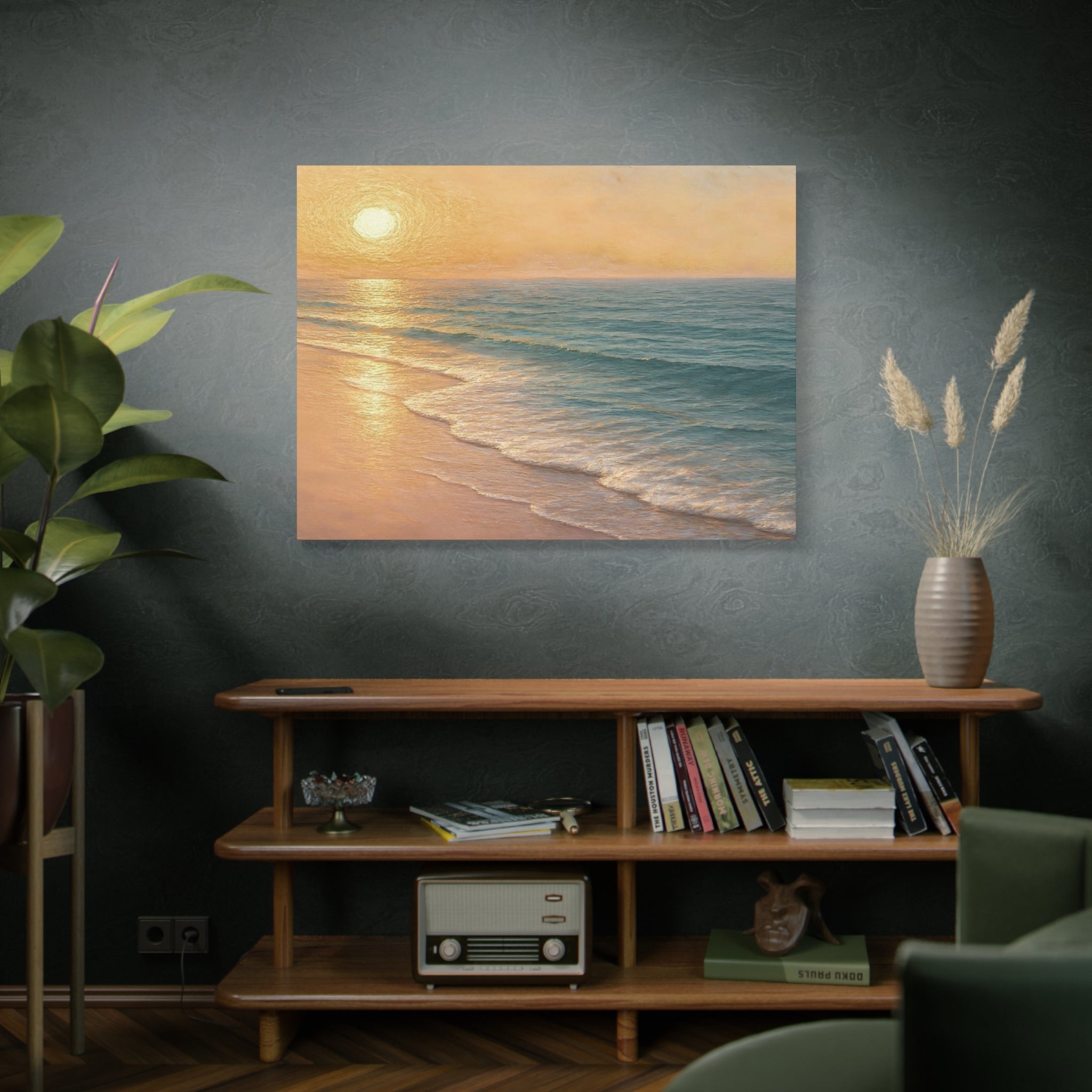 Sunset Beach Canvas Print — Seaside Wall Art Matte Stretched 1.25"