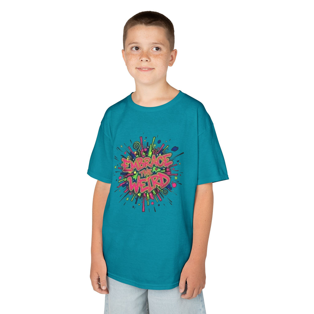 Kids T-Shirt — "Embrace Your Weird" Colorful Splash Graphic