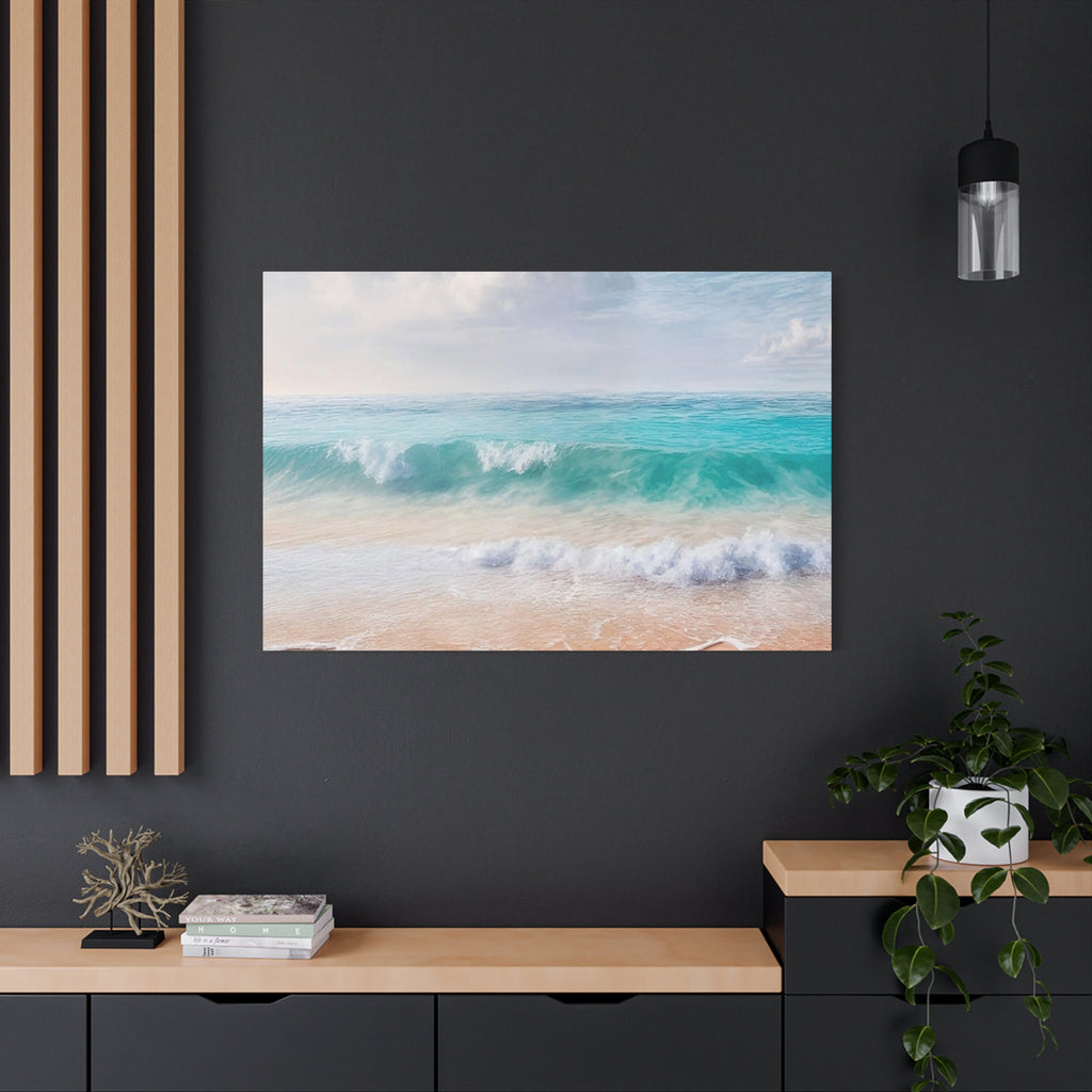 Seaside Waves Matte Canvas Print — Tranquil Beach Wall Art, Stretched 1.25"