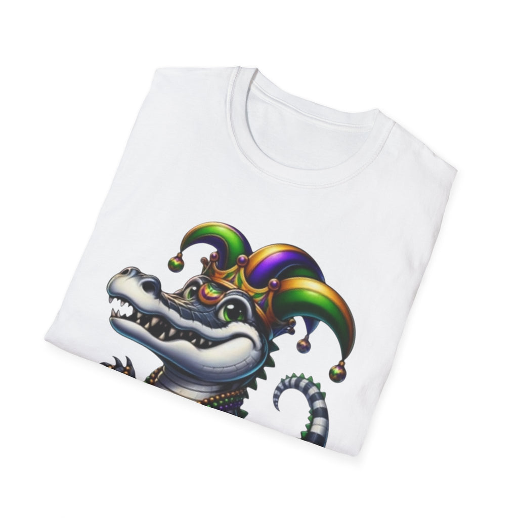 Mardi Gras Jester Alligator T-Shirt — Carnival Croc Graphic Tee