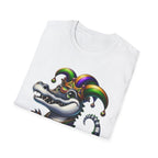 Mardi Gras Jester Alligator T-Shirt — Carnival Croc Graphic Tee