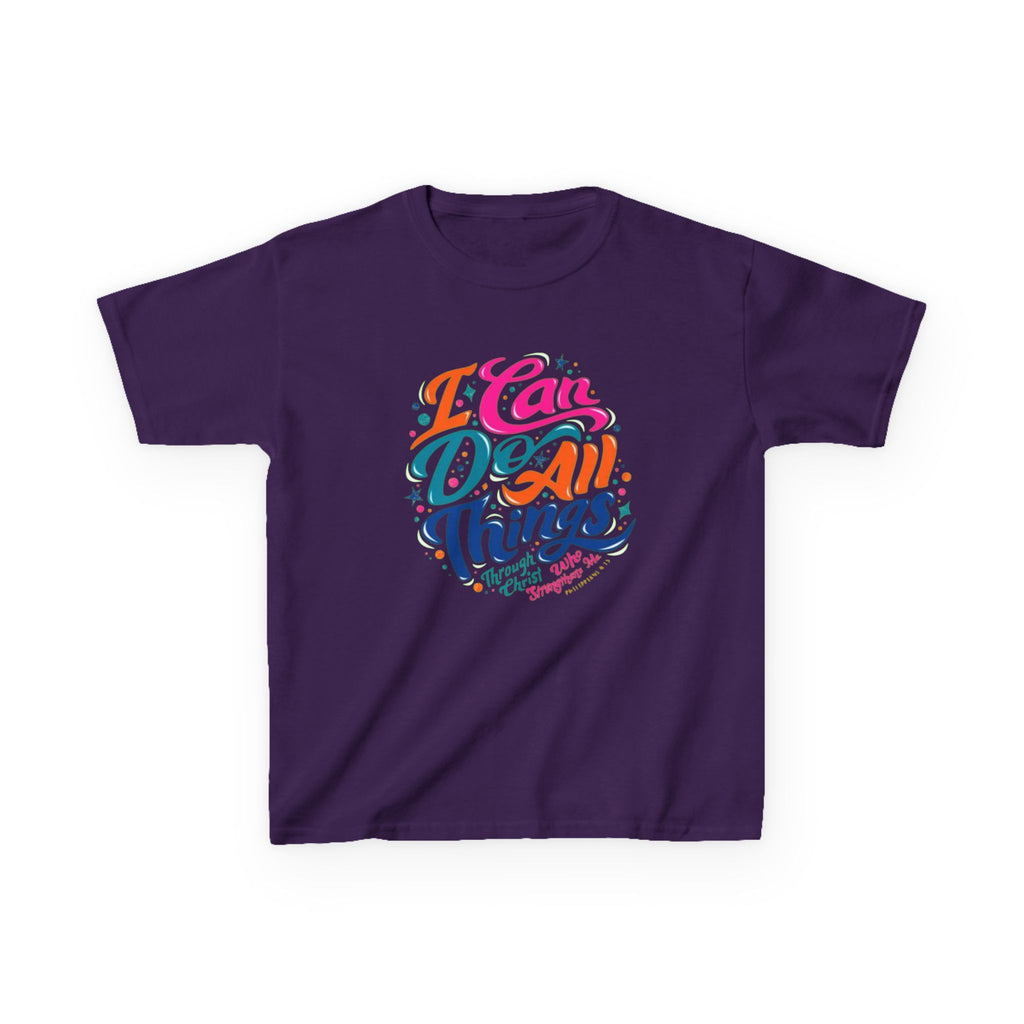 Kids T‑Shirt — "I Can Do All Things" Inspirational Rainbow Tee