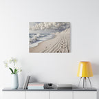 Coastal Serenity Matte Canvas Wall Art — Ocean Waves & Sandy Footprints