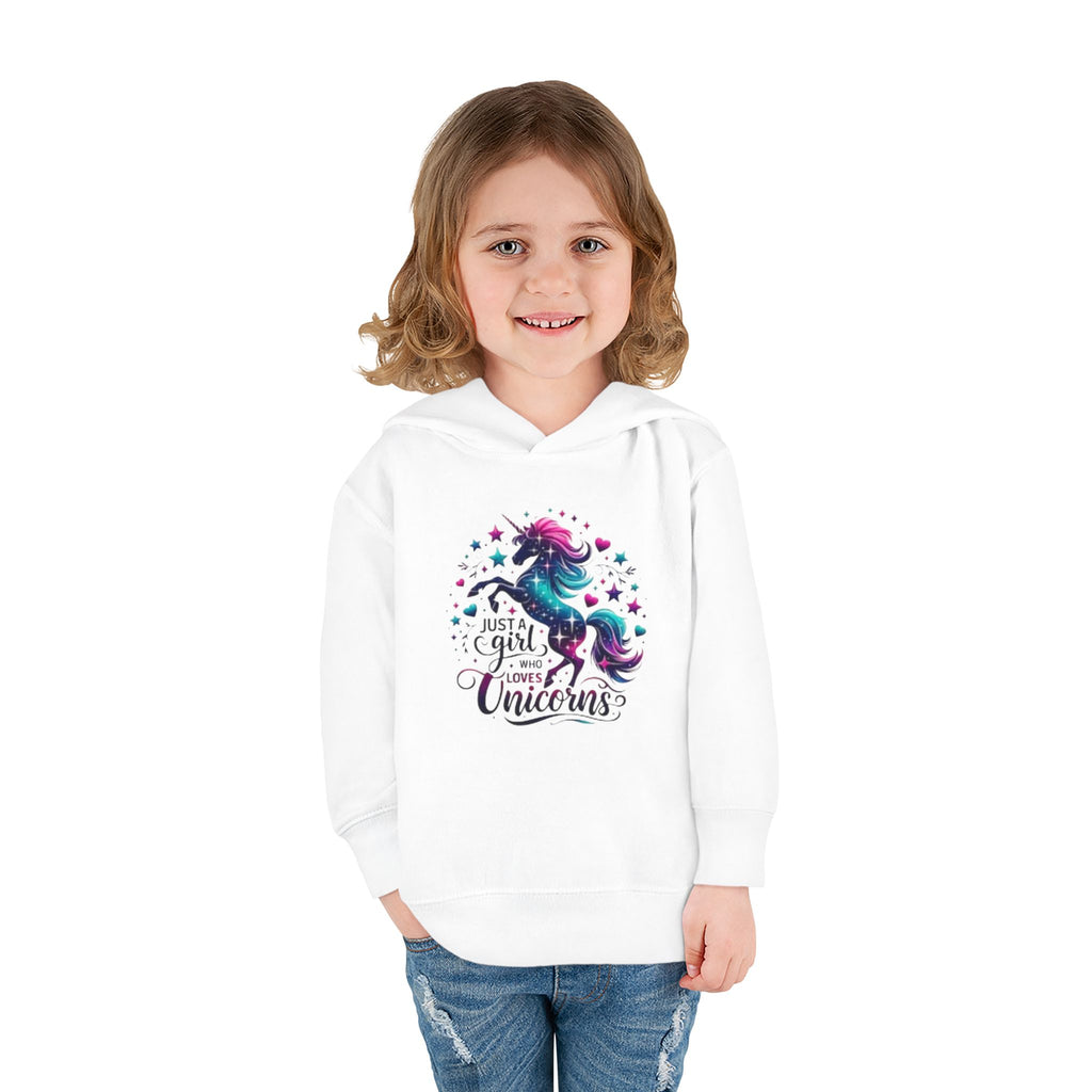 Toddler Hoodie — "Just a Girl Who Loves Unicorns" Cute Unicorn Pullover for Kids