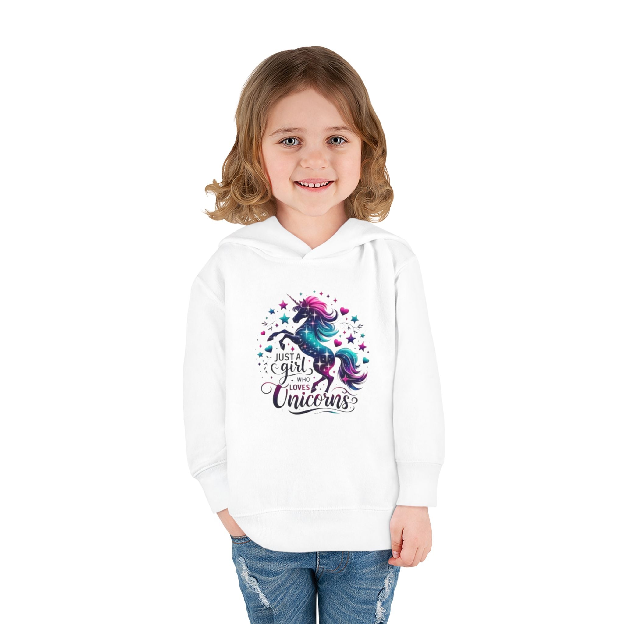 Toddler Hoodie — "Just a Girl Who Loves Unicorns" Cute Unicorn Pullover for Kids