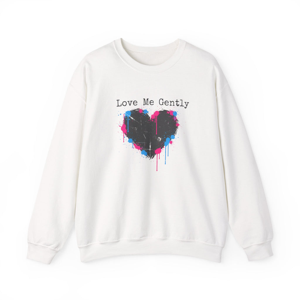 Love Me Gently Grunge Heart Sweatshirt | punk heart design, distressed love
