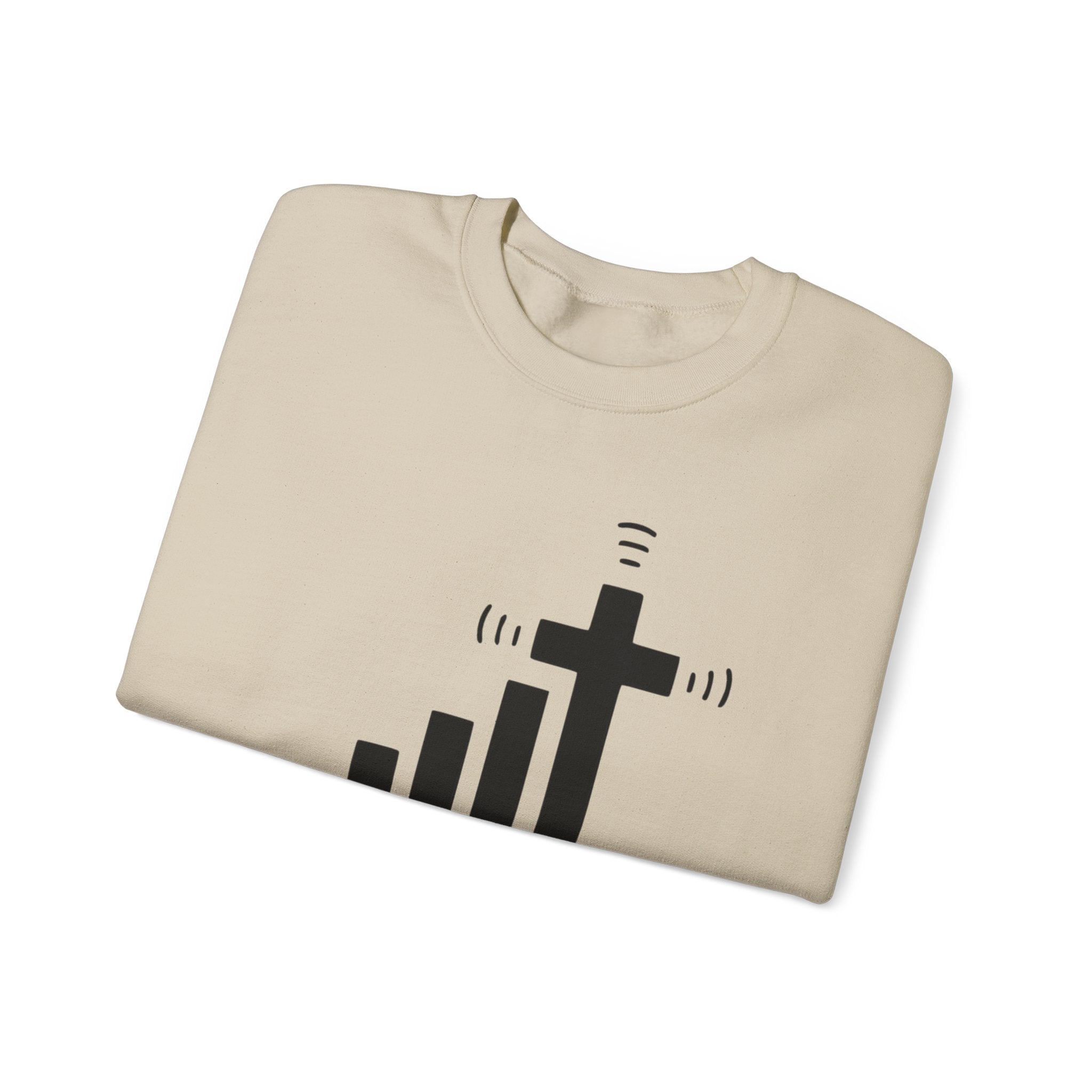 Crewneck Sweatshirt — "Get Connected" Cross Signal Christian Faith Pullover