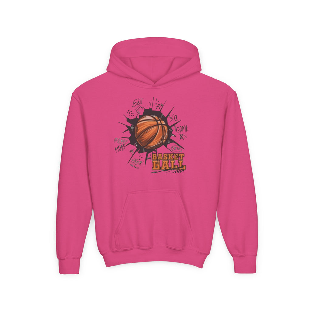 Youth Basketball Hoodie – "Basket Ball" Graphic Pullover for Kids