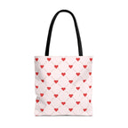 Heart Pattern Tote Bag — Pink Red Valentine Shopper