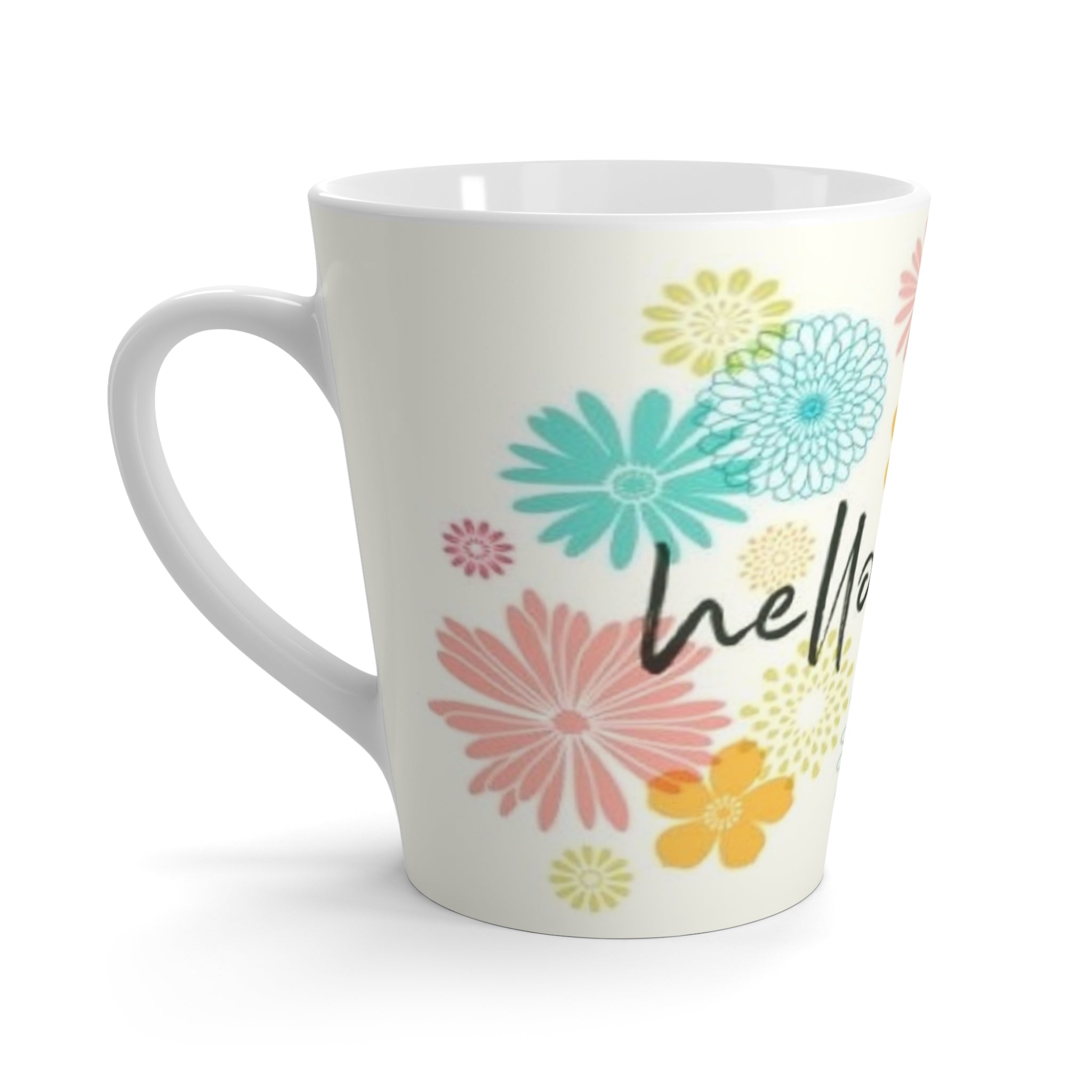 Hello Spring Latte Mug — Floral Pastel Coffee Cup, Garden-Inspired Gift