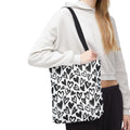 Heart Pattern Tote Bag — Black & White Hand-Drawn Hearts All-Over Print