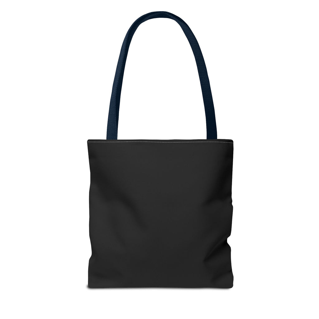 Full Moon Black Tote Bag — Moon Phase AOP Canvas Tote for Night Lovers