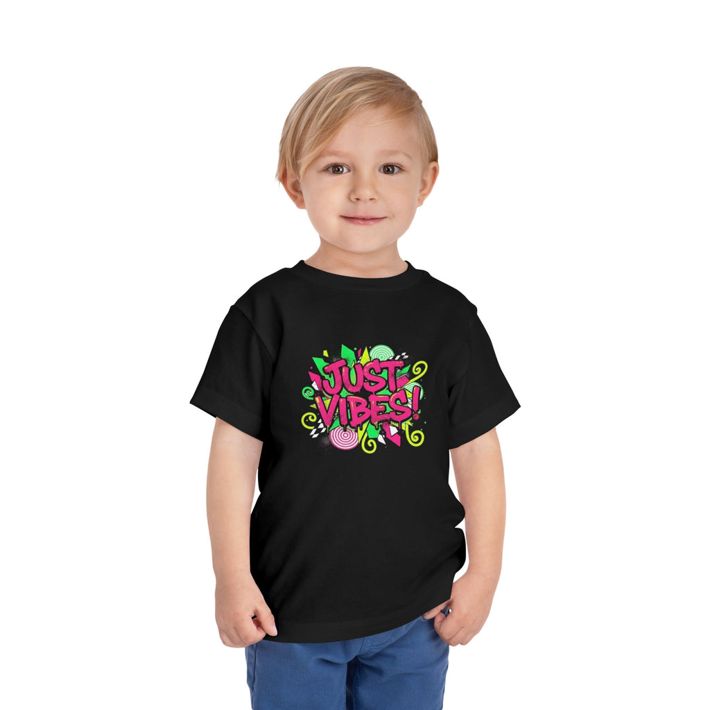 Toddler Tee - "Just Vibes!" Colorful Retro Graphic Kids T‑Shirt