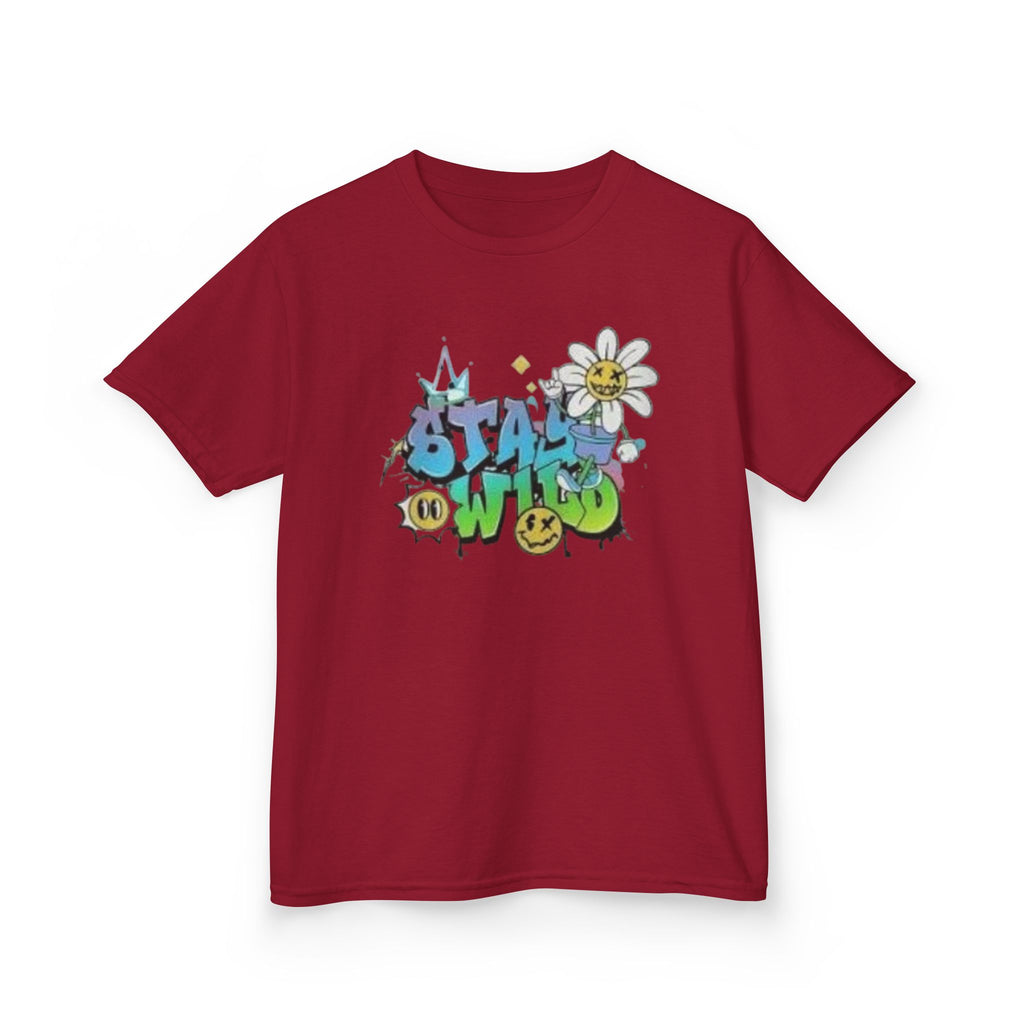 Kids Tee — "Stay Wild" Graffiti Daisy Graphic