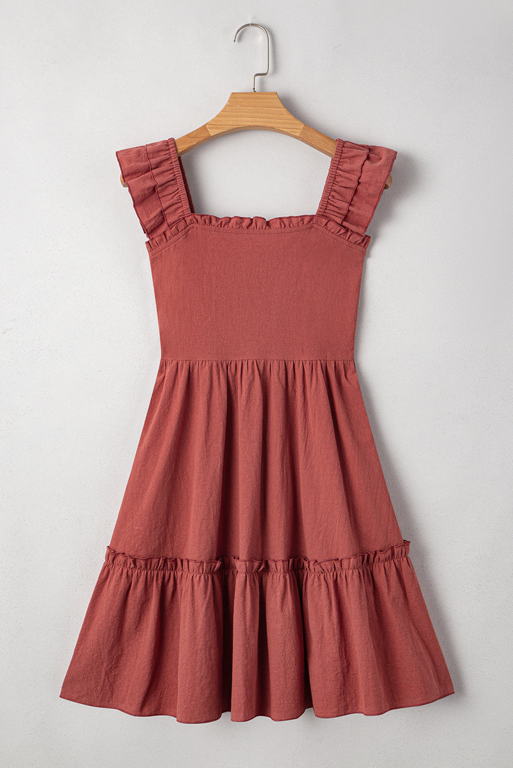 Ruffled Short Sleeve Mini Dress