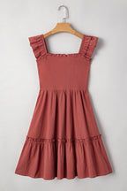 Ruffled Short Sleeve Mini Dress