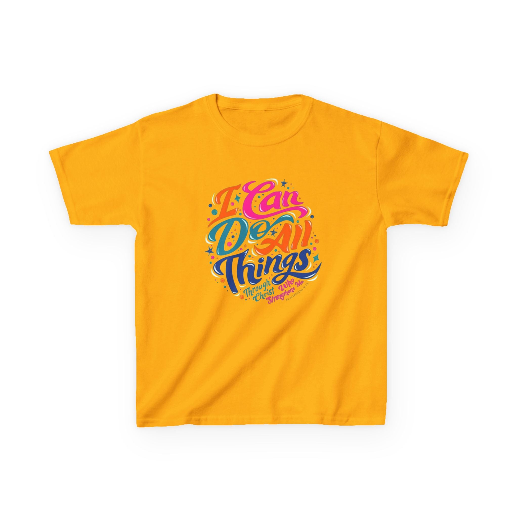 Kids T‑Shirt — "I Can Do All Things" Inspirational Rainbow Tee