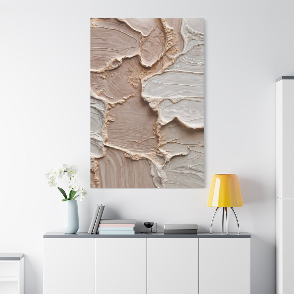Neutral Textured Abstract Canvas Print — Beige & Cream Wall Art, Matte Stretched 1.25"