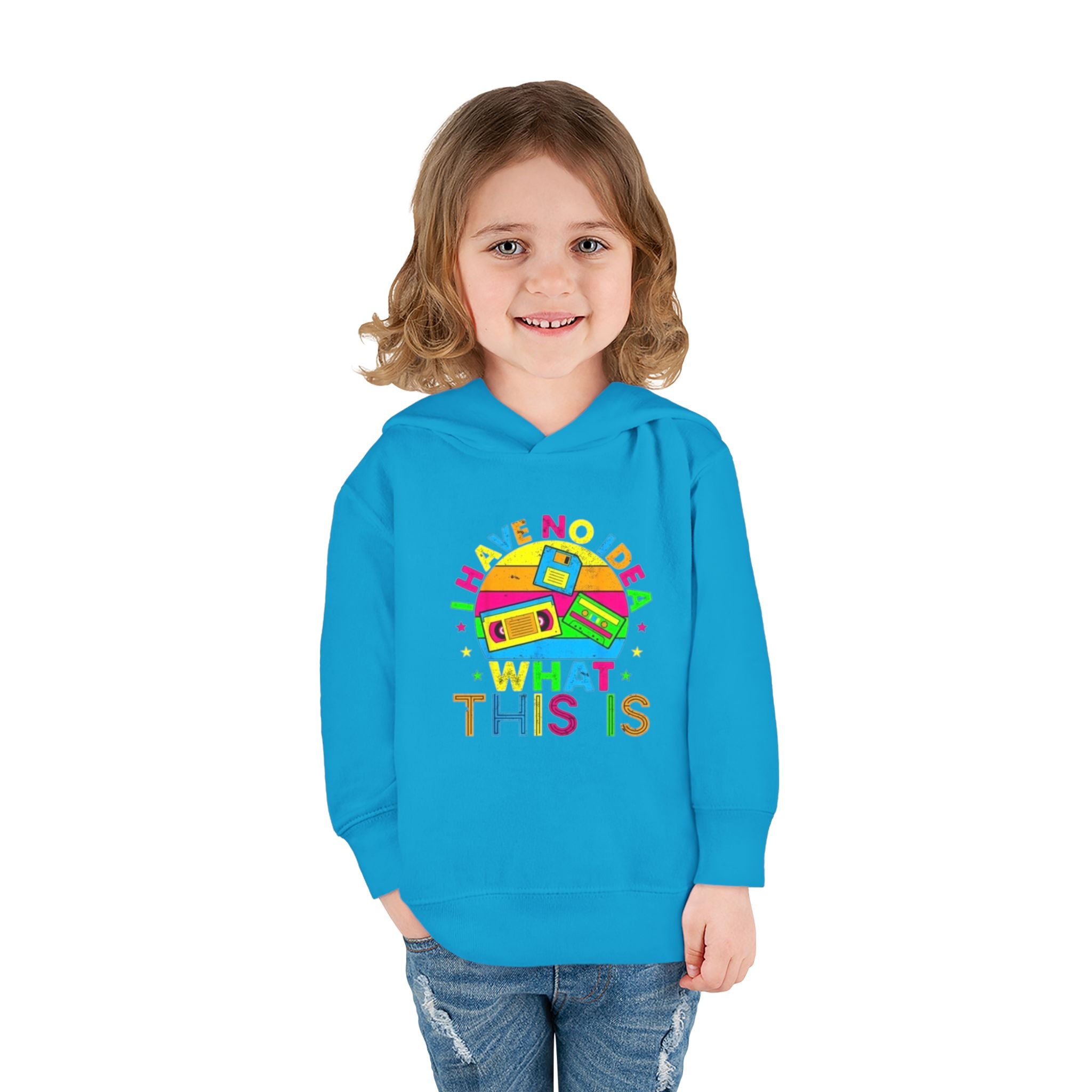 Toddler Hoodie — "I Have No Idea What This Is" Colorful Toy Graphic