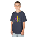 Kids Tee — Mardi Gras Fleur-de-Lis Carnival Shirt (Purple Green Gold)