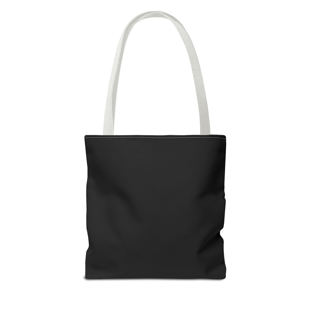Full Moon Black Tote Bag — Moon Phase AOP Canvas Tote for Night Lovers