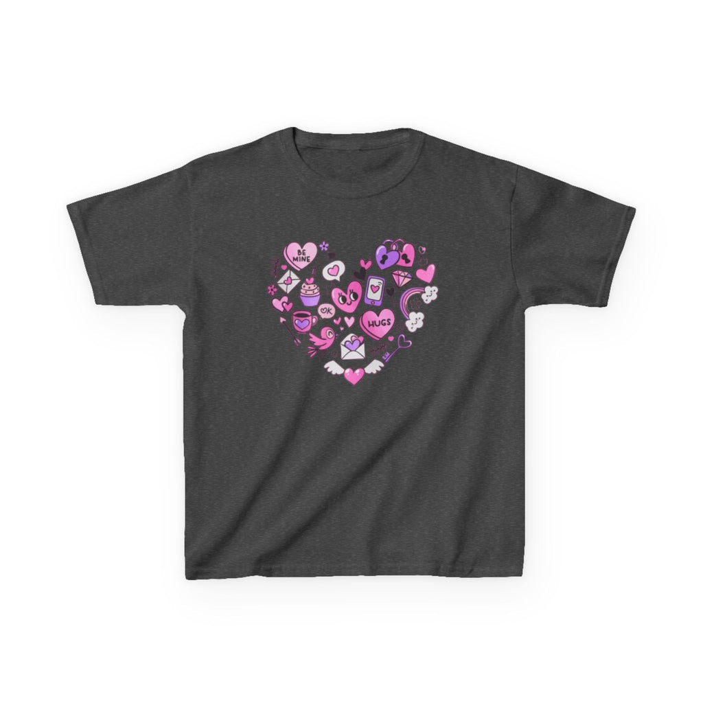 Kids Heart Doodle Tee — Cute Pink Valentine Heart Graphic Shirt