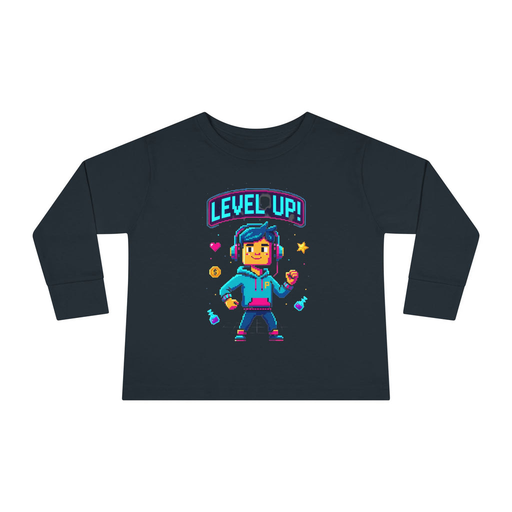 Level Up! Toddler Long Sleeve Tee — Cute Gamer Birthday Shirt