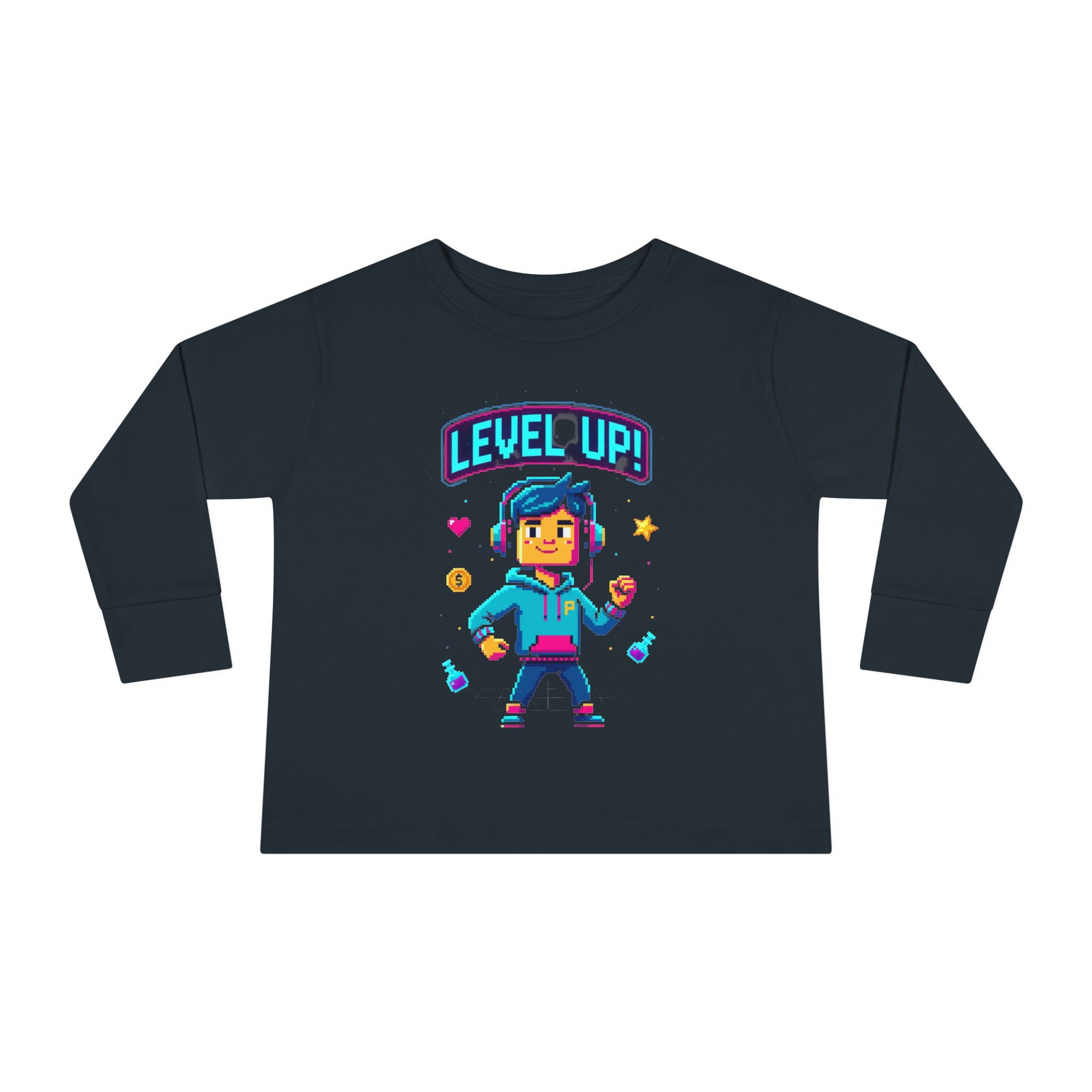Level Up! Toddler Long Sleeve Tee — Cute Gamer Birthday Shirt