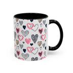 Heart Pattern Accent Coffee Mug — Pink & Navy Love Design (11/15 oz)