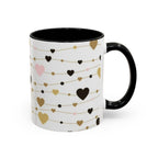 Heart Garland Accent Coffee Mug — Pink & Gold Valentine Ceramic