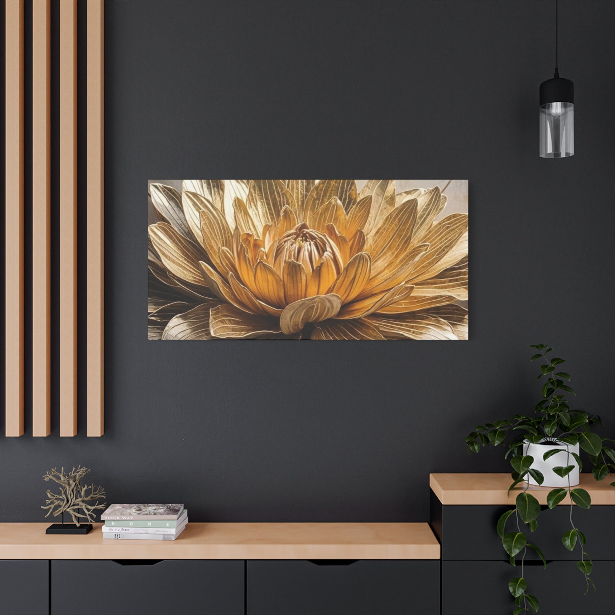 Golden Dahlia Matte Canvas Wall Art — Stretched 1.25"