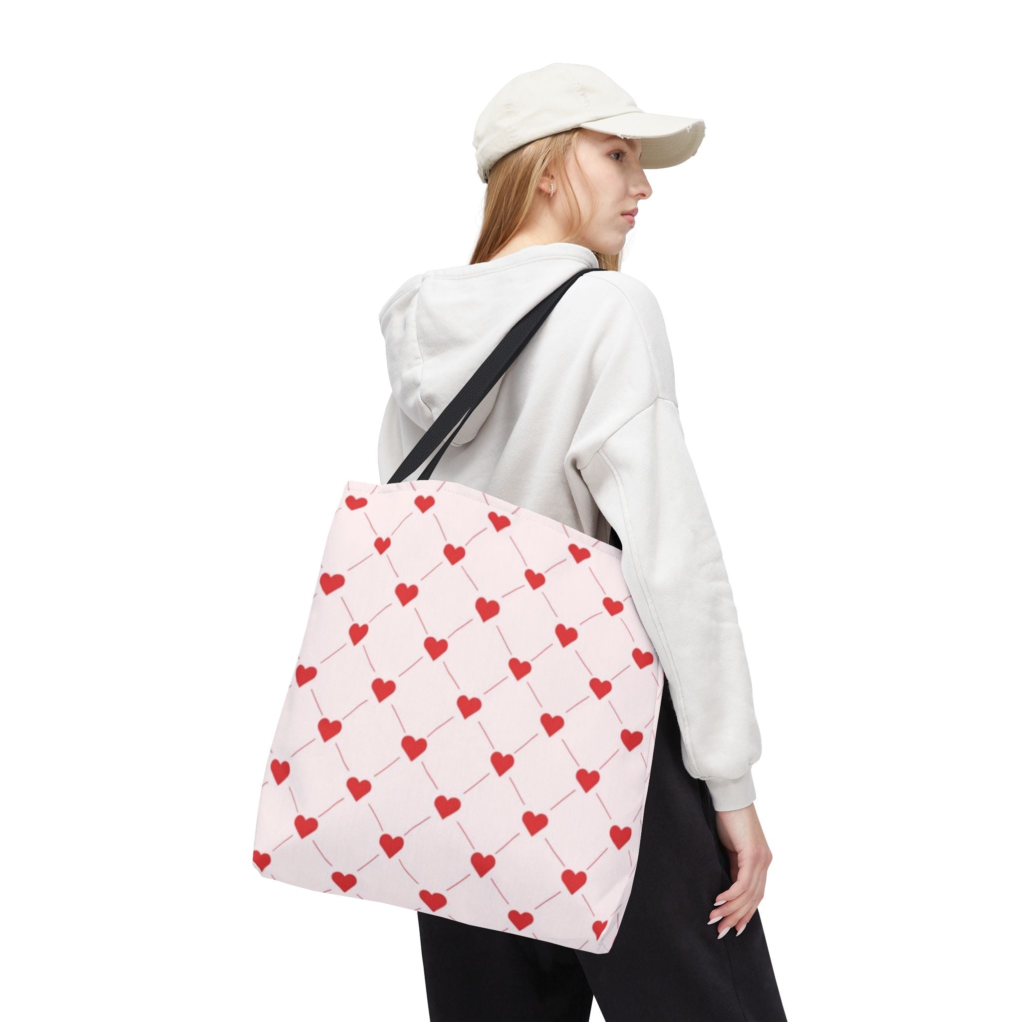 Heart Pattern Tote Bag — Pink Red Valentine Shopper