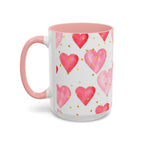 Pink Watercolor Hearts Accent Coffee Mug — Romantic Valentine’s Day Gift