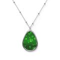 St. Patrick’s Day Oval Pendant Necklace — Green Shamrock Teardrop Locket