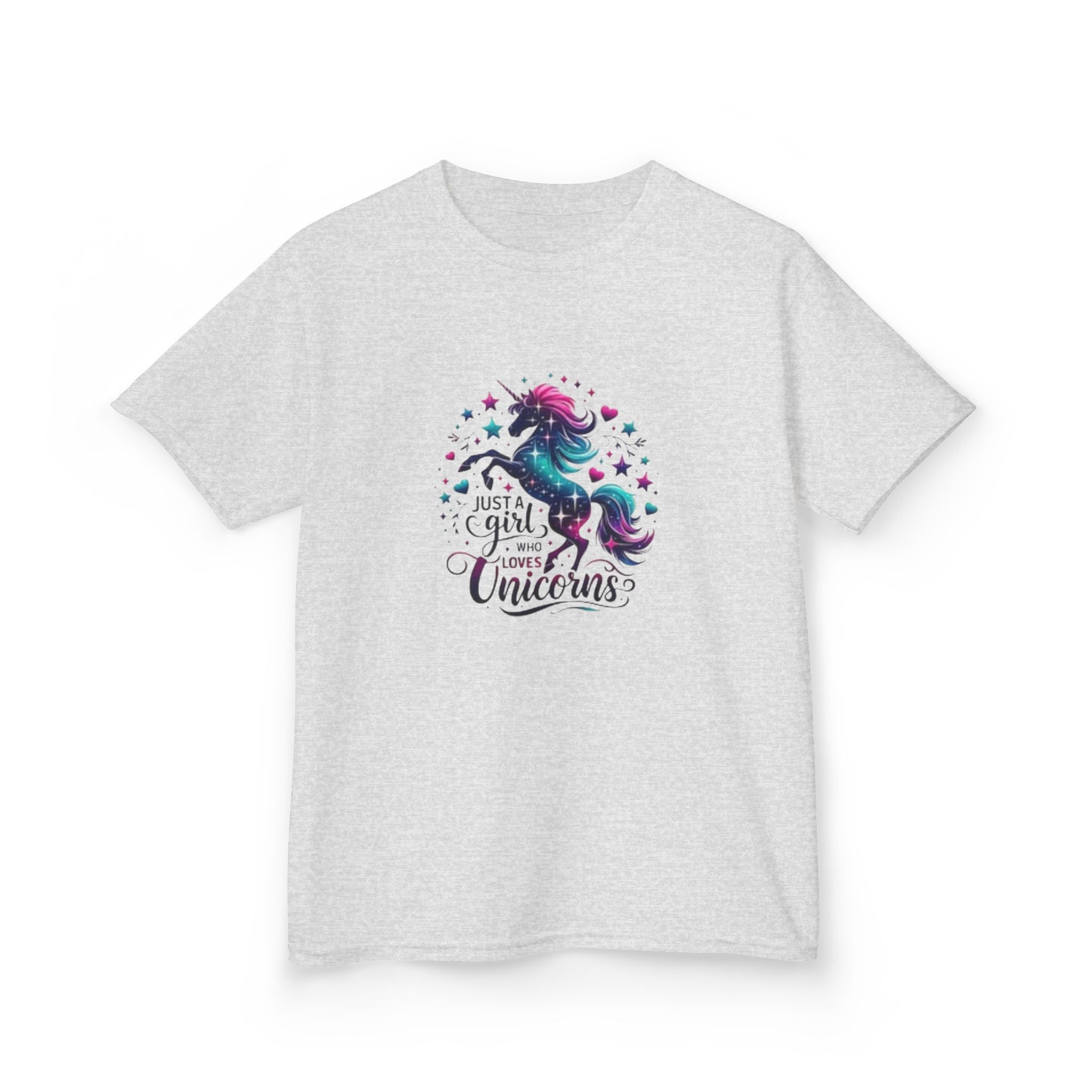 Kids T-Shirt — Colorful Unicorn “Just a Girl Who Loves Unicorns” Graphic Tee