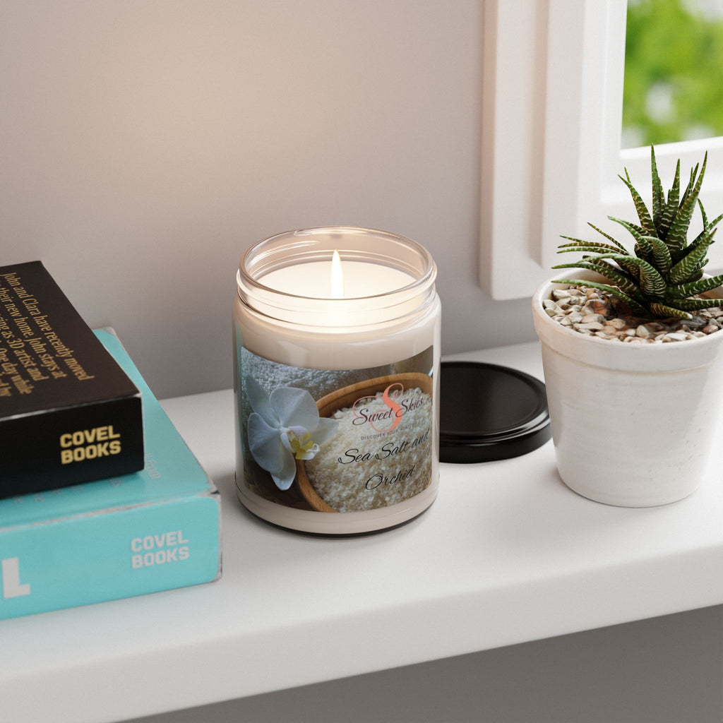 Sea Salt & Orchid Scented Soy Candle – 9oz Aromatherapy Jar