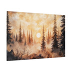 Canvas Wall Art - Misty Pine Forest Sunrise Matte Stretched Canvas
