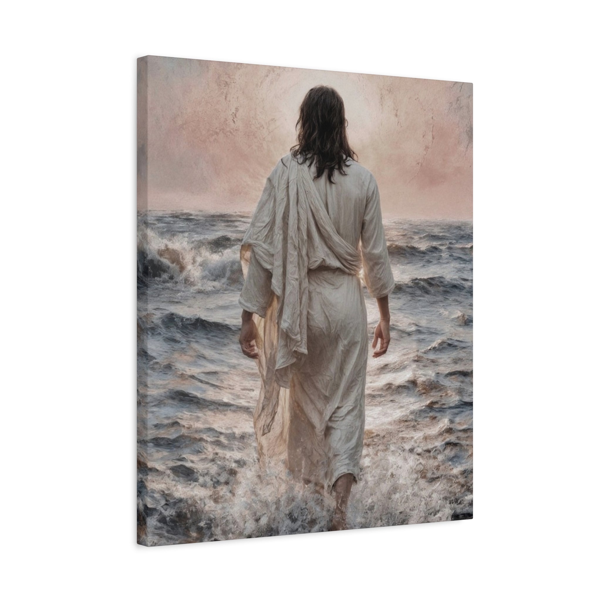 Jesus Walking on Water Matte Canvas Print