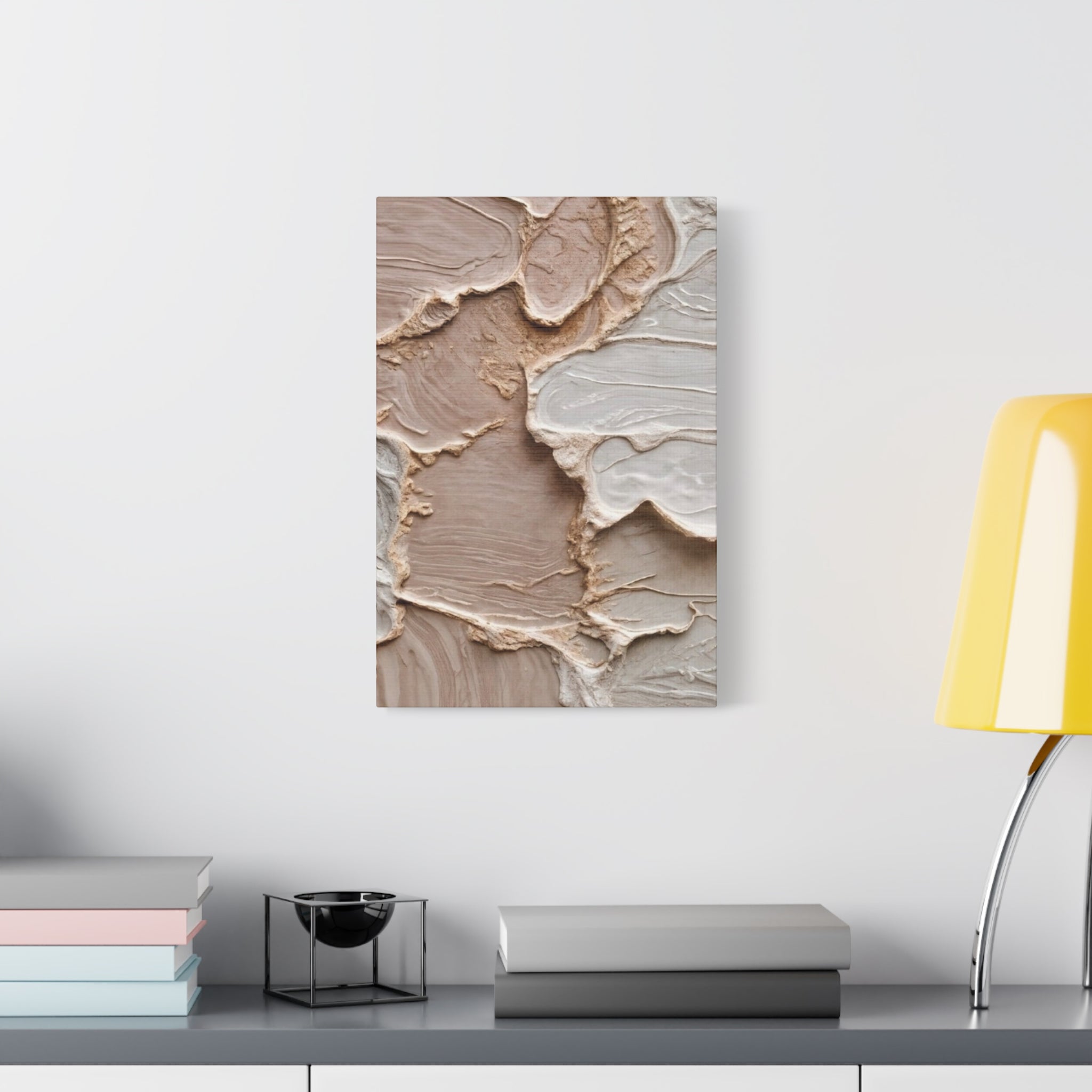 Neutral Textured Abstract Canvas Print — Beige & Cream Wall Art, Matte Stretched 1.25"